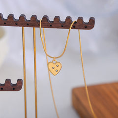 18K Gold-Plated Heart Stone-Accent Snake Chain Necklace