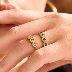 18K Gold-Plated Cubic Zirconia Five-Stone Ring