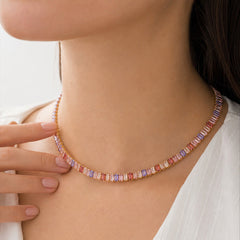 Colorful Cubic Zirconia Tennis Bracelet & Necklace