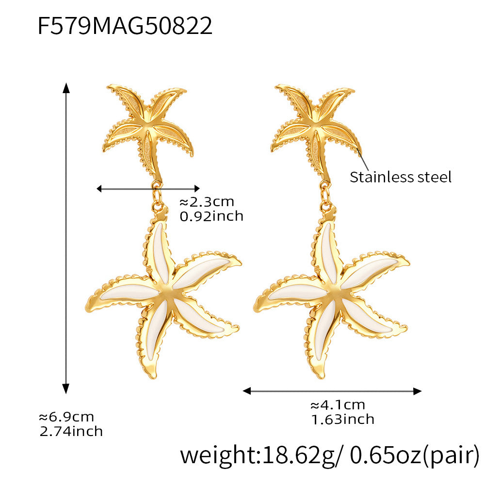 18K Gold-Plated Double Starfish Drop Earrings