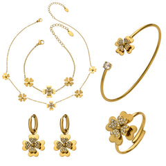 18K Gold-Plated Clover Necklace, Bracelet, Earrings or Ring