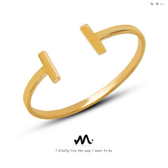 18K Gold-Plated T-Bar Open Cuff Bracelet