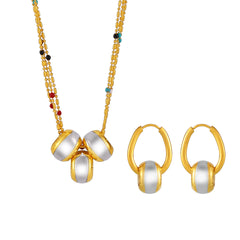 Textured Loop Pendant Necklace or Hoop Earrings