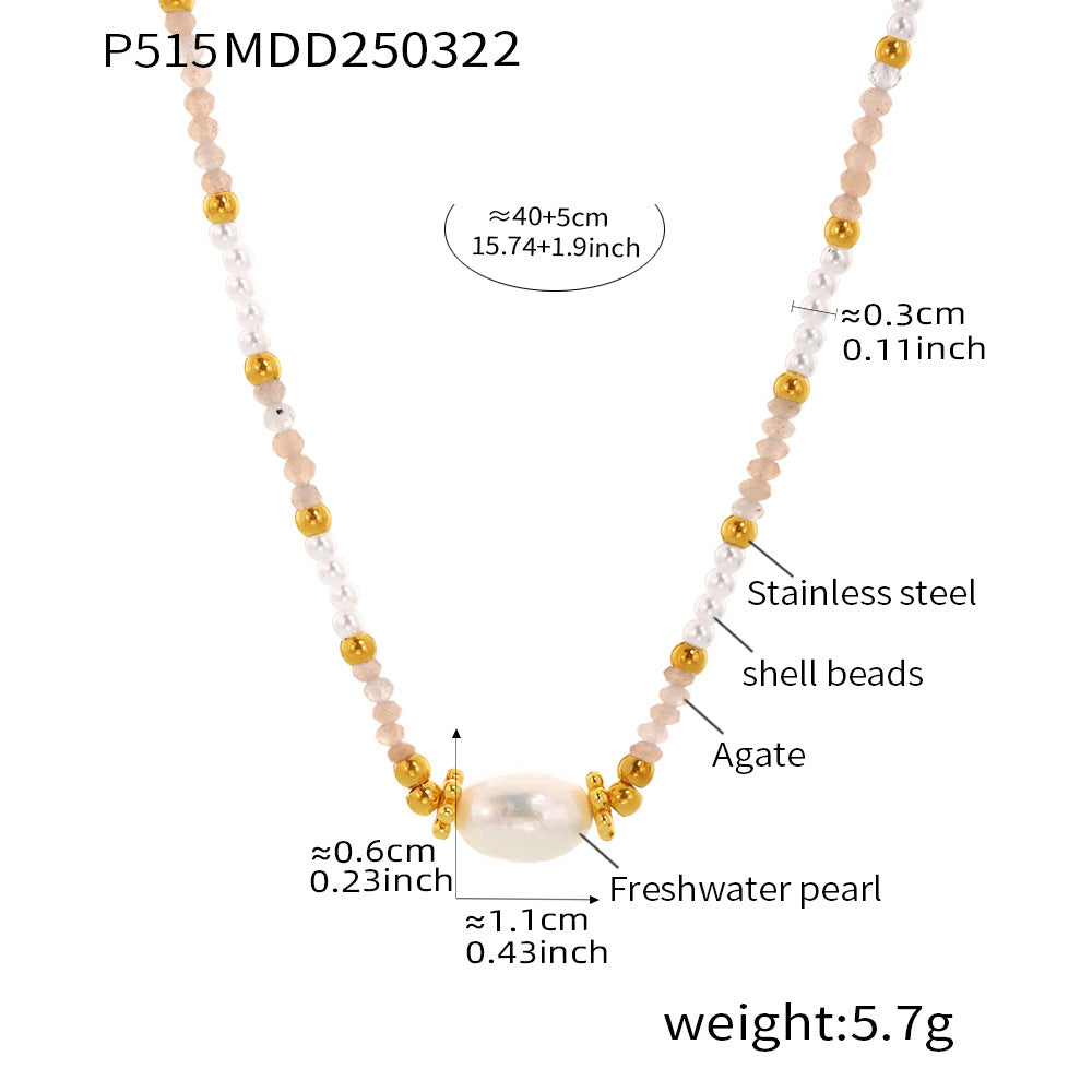 Natural Stone & Shell-Pearl Chain Necklaces
