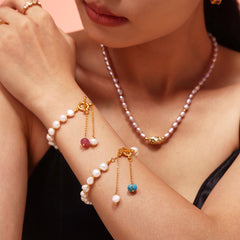 Freshwater Pearl Colored Bead Bracelet