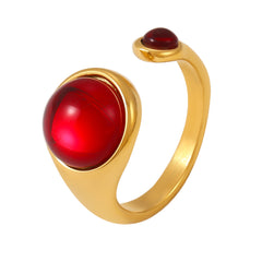 Garnet Two-Accent Open Ring