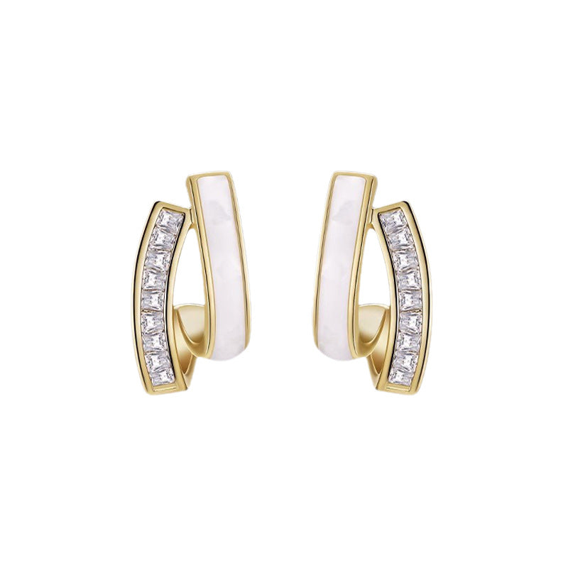Daphne Vintage-Inspired Shell Pavé Shell Stud Earrings