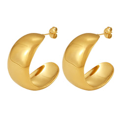 Sculptural Broad C-Hoop Earrings