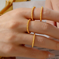 Gold-Tone Beaded Band Ring