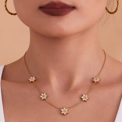 Cubic Zirconia Flower and Y-Drop Jewelry