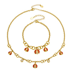 18K Gold-Plated Enamel Ladybug Jewelry