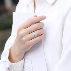 Nicolette Dainty Pavé Feather Adjustable Ring