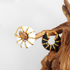Enamel Fan Hoop Earrings