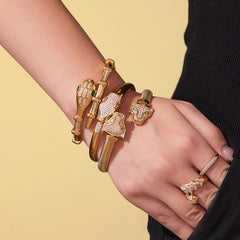 18K Gold-Plated Sculptural Animal Motif Bangle