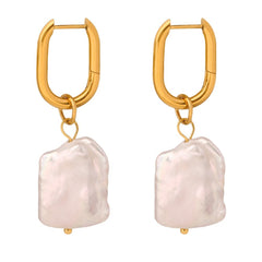 Gold-Tone Irregular Freshwater Pearl Drop Earrings