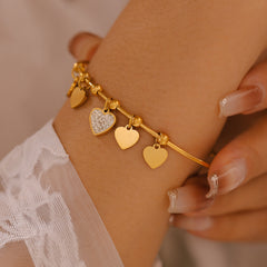 18K Gold-Plated Heart Charm Bracelet