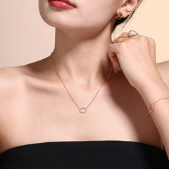 Cubic Zirconia Circle Necklace, Bracelet & Ring