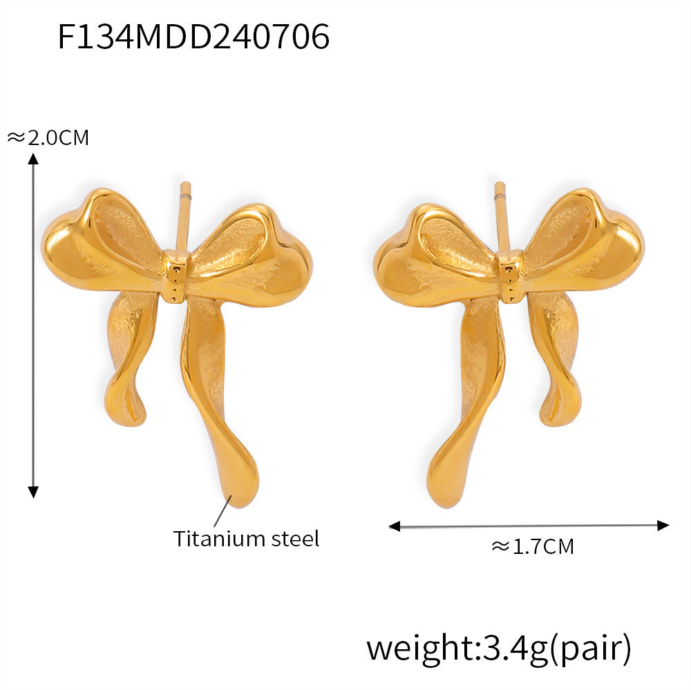 Gold-Tone Bow Stud and Drop Earring Designs