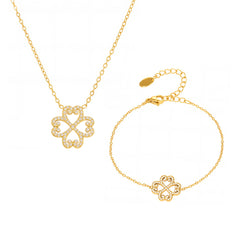 Cubic Zirconia Heart-Petal Necklace or Bracelet