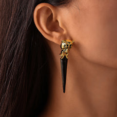 Leopard Head Geometric Drop Earrings