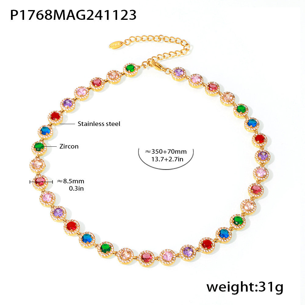 Heart & Round Cubic Zirconia Necklace & Bracelet