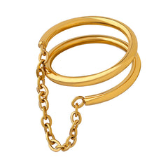 18K Gold-Plated Double-Band Chain Ring