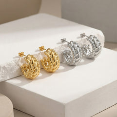 Twisted Knot Stud Hoop Earrings