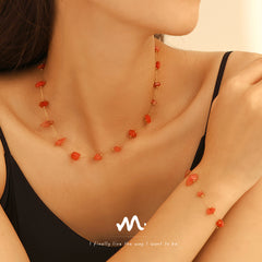 Natural Stone Station Necklace & Bracelet
