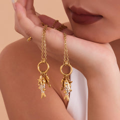 18K Gold-Plated Fish Charm Necklace or Earrings