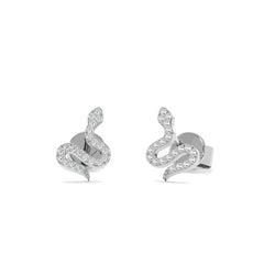Camille Minimalist Pavé Snake Stud Earrings