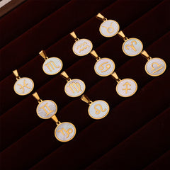 Gold-Tone Shell Zodiac Pendant Charm