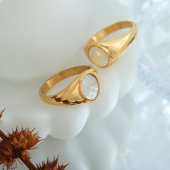 White Shell Minimal Band Ring