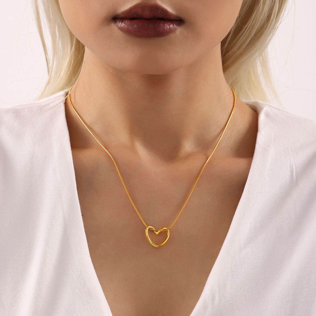 18K Gold-Plated Sculptural Open Heart Necklace