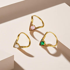 Cubic Zirconia V-Shaped Open Ring