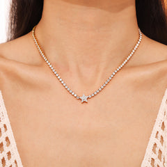 18K Gold-Plated Cubic Zirconia Star Pendant Necklace