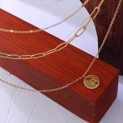 Gold-Tone Letter Coin Pendant Necklace