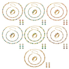 Color Cubic Zirconia Four-Petal Flower Jewelry