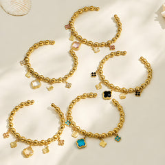 18K Gold-Plated Clover Charm Bead Bracelet