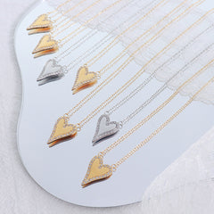 18K Gold-Plated Textured Heart Pendant Necklace