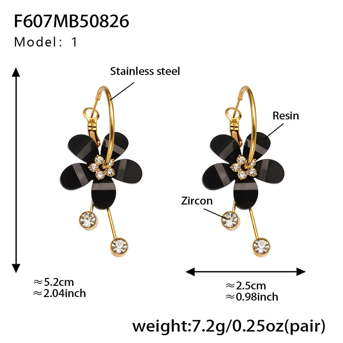Color Resin Flower Drop Earrings
