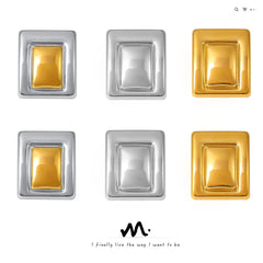Rectangular Two-Tone Stud Earrings