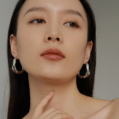 Camille Organic Geometric Huggie Earrings