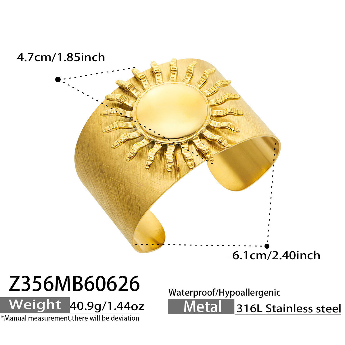 Sunburst Wide Open Cuff Bracelet