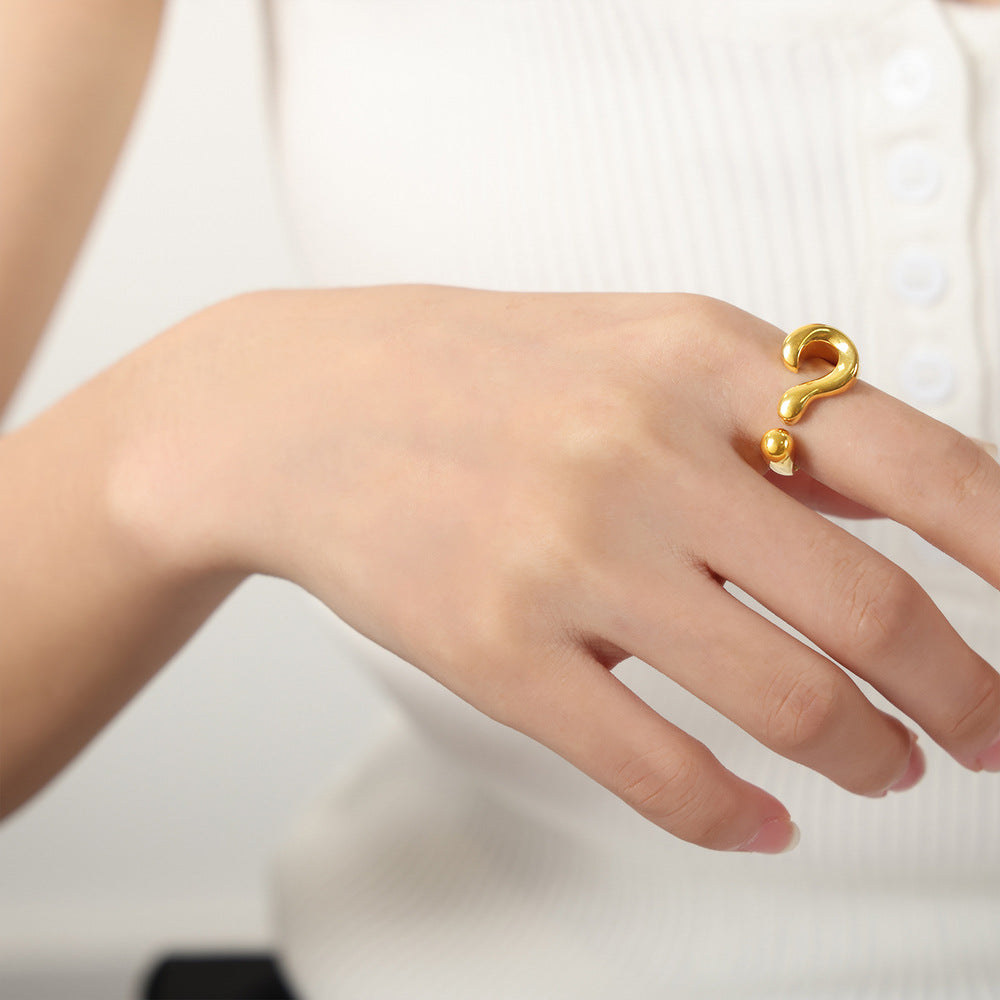 Sculptural Question-Mark Open Ring