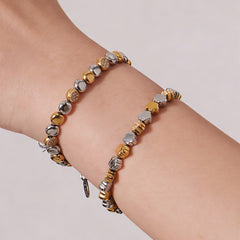 Two-Tone Star or Round Stone-Accent Necklace or Bracelet