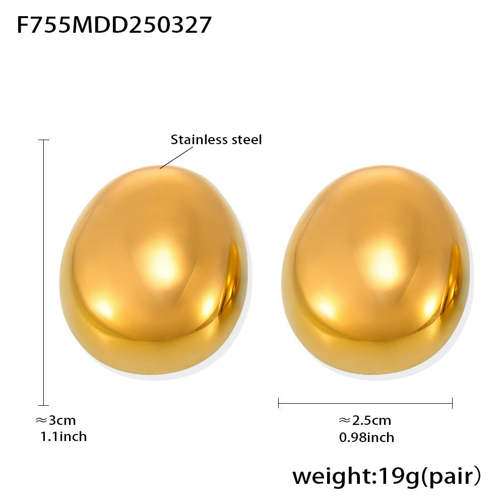 Rounded Stainless Steel Statement Stud Earrings