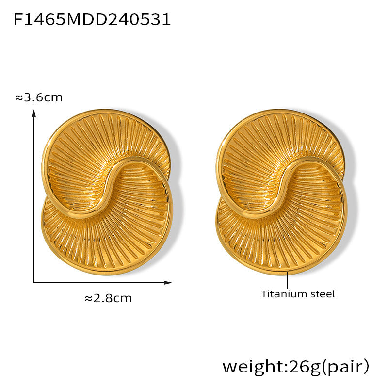 Textured Spiral Disc Stud Earrings