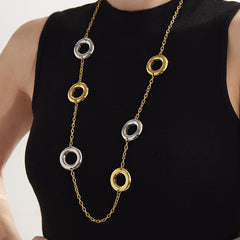 18K Gold-Plated Open Circle Long Necklace
