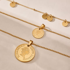 18K Gold-Plated Triple Layer Coin Necklace