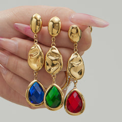 18K Gold-Plated Sculptural Glass Teardrop Earrings